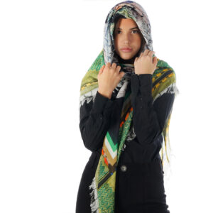 3d print of a keffiyeh with lace and butterflies foulard