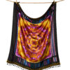 Black multi keffiyeh doubled with silk scarf “gold purple caleido” motive