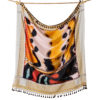 Sand keffiyeh doubled with silk scarf “butterfly” motive