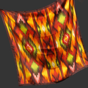 Silk scarf 90 x 90 cm flamboyant ikat