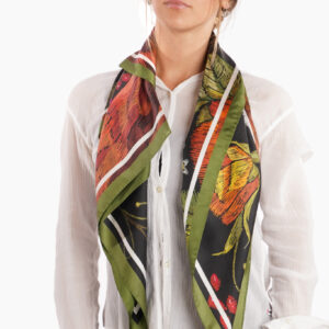 Silk scarf 90 x 90 cm pomegranate