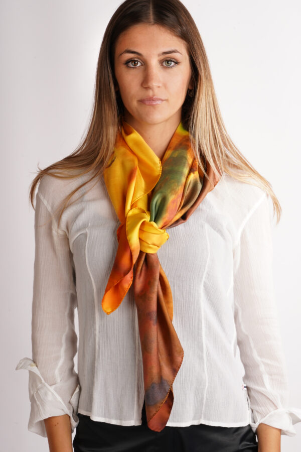 Silk scarf 90 x 90 cm soft autumn