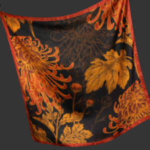 Silk scarf 90 x 90 cm chrysanthemum