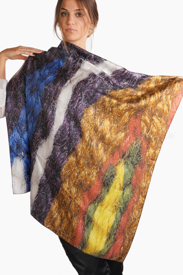 Silk scarf 90 x 90 cm chunky knit